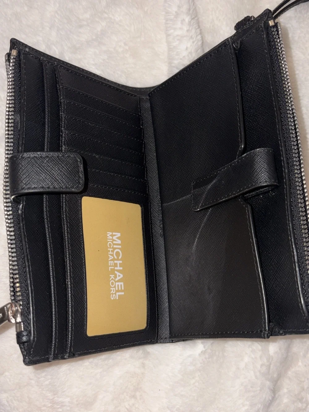 Michael Kors Black Crossbody Wristlet with Gray Card Case Bundle !